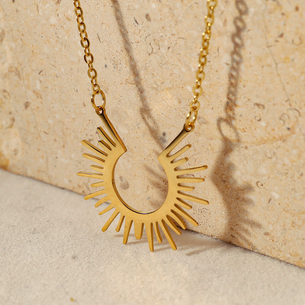 Sunflower 14K Titanium Steel Women's Short Necklace