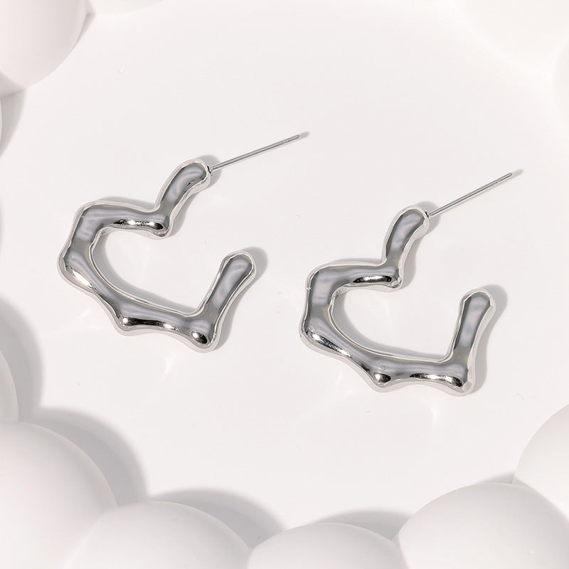 Titanium steel new french style fashion earrings heart-shaped