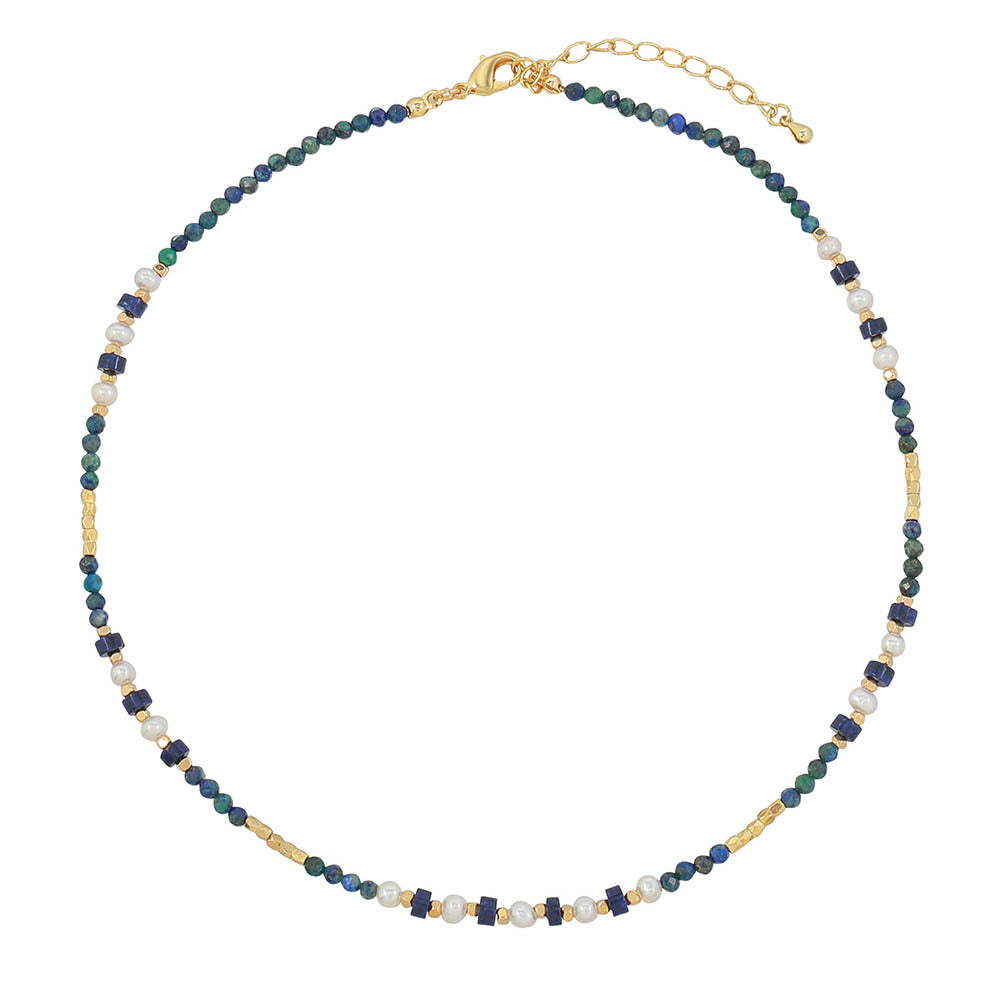 Bohemian Colorful Natural Stone Beaded Pearl Necklace choker