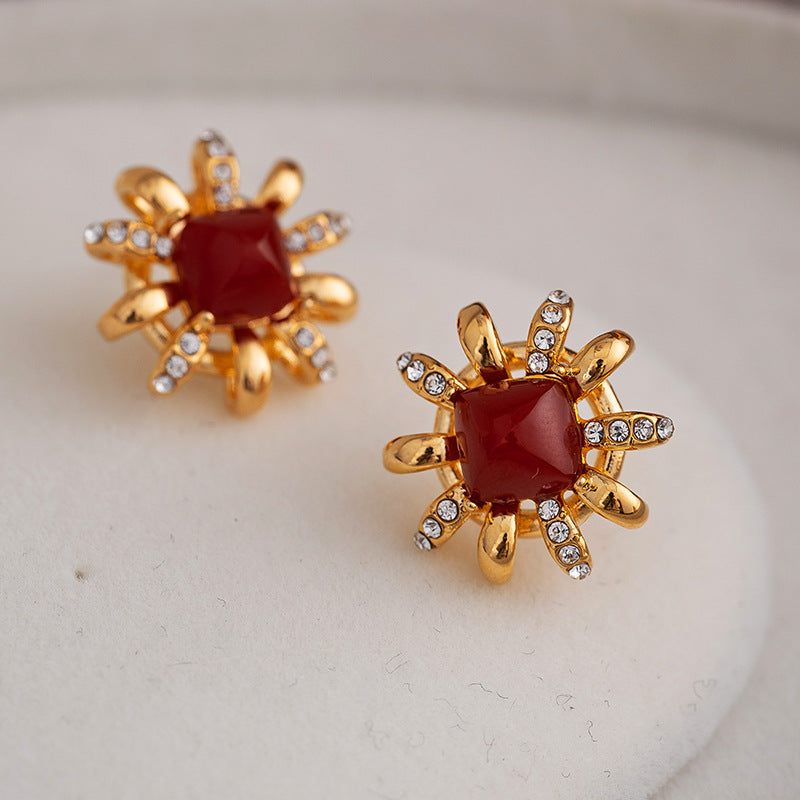 French vintage flower earrings