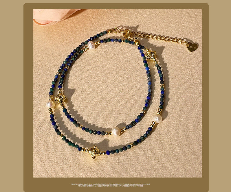 New Phoenix Lapis Lazuli Natural Stone  Pearl Necklace choker