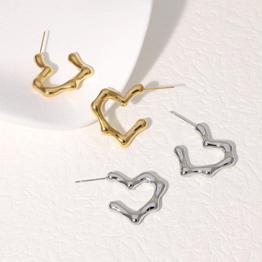 Titanium steel new french style fashion earrings heart-shaped