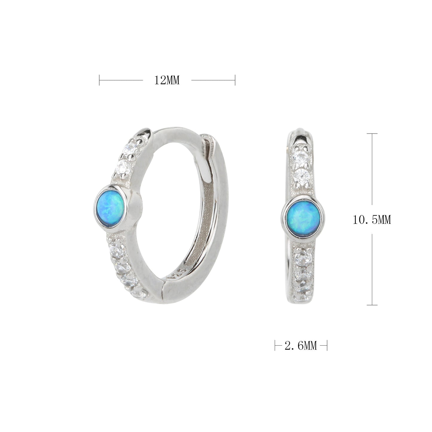 925 Silver with Blue Opal fashion Earrings