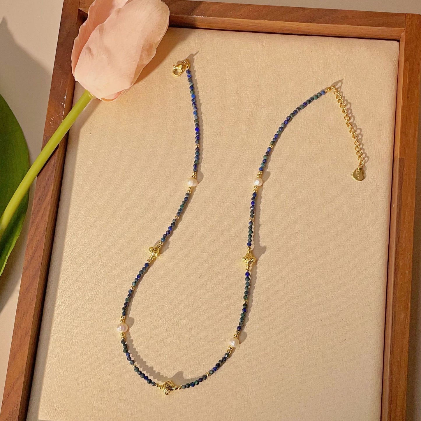 New Phoenix Lapis Lazuli Natural Stone  Pearl Necklace choker