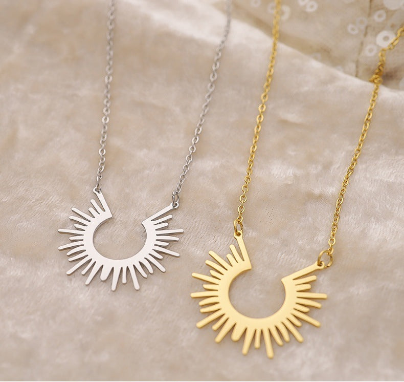 Sunflower 14K Titanium Steel Women's Short Necklace