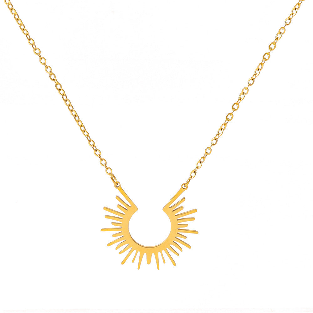 Sunflower 14K Titanium Steel Women's Short Necklace