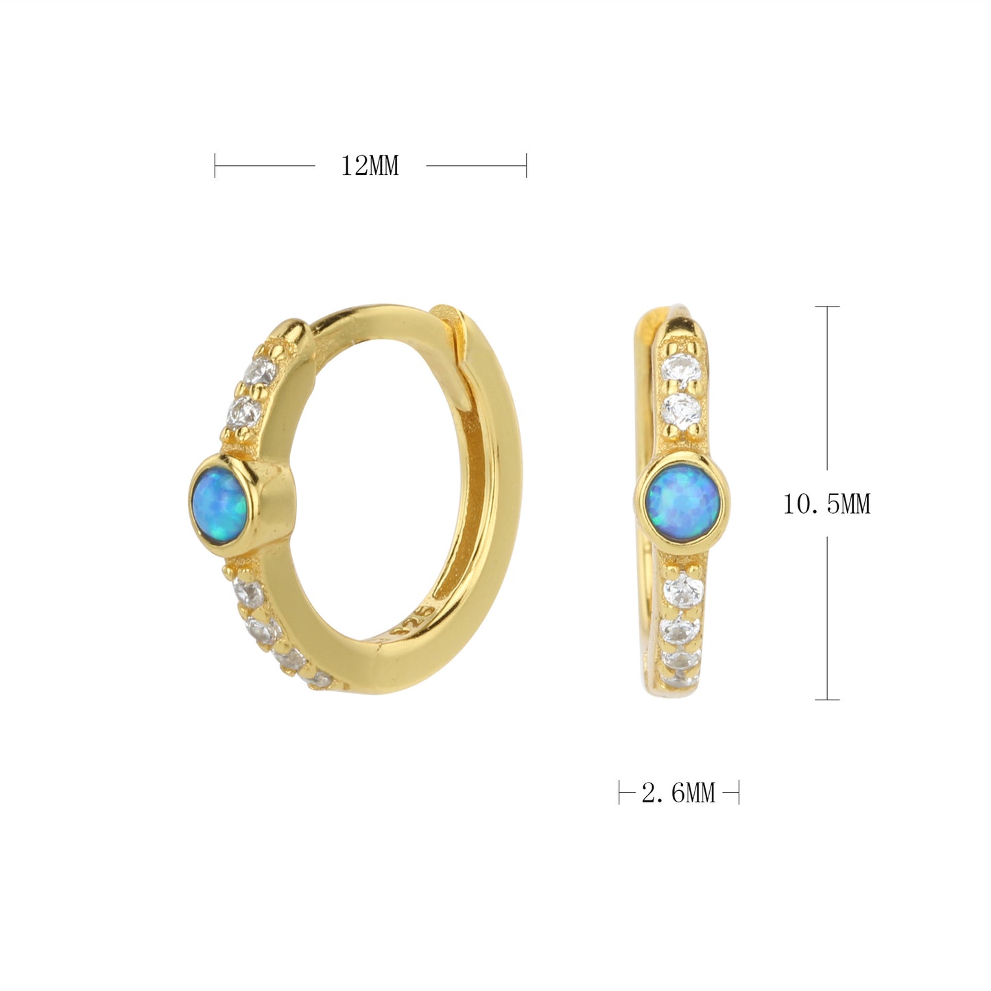 925 Silver with Blue Opal fashion Earrings