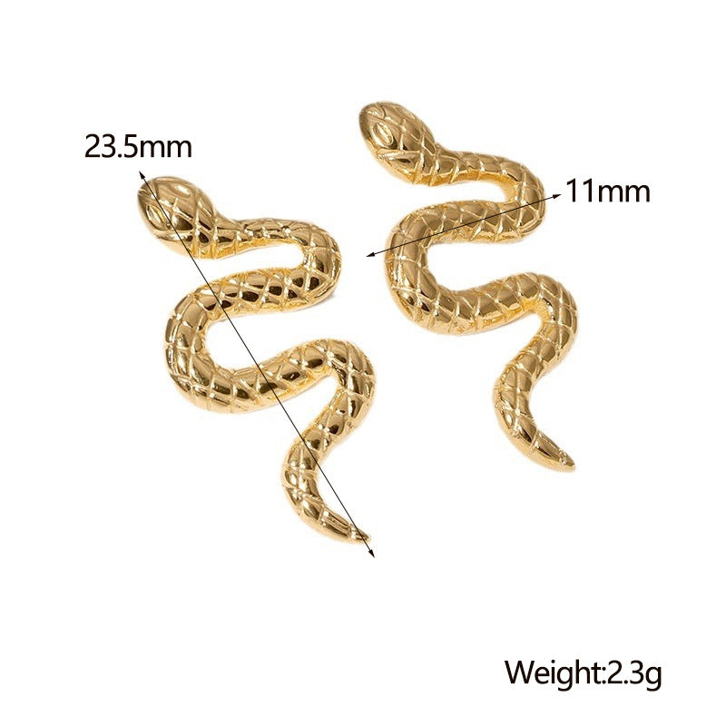 Titanium steel new french style fashion earrings snake shaped