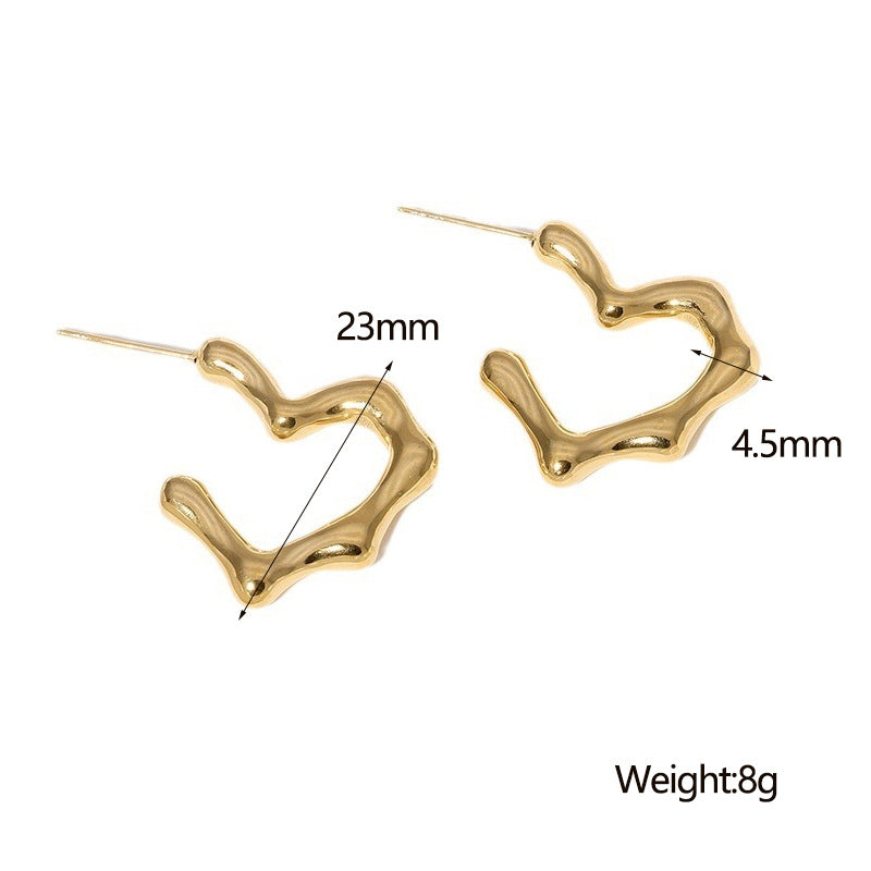 Titanium steel new french style fashion earrings heart-shaped