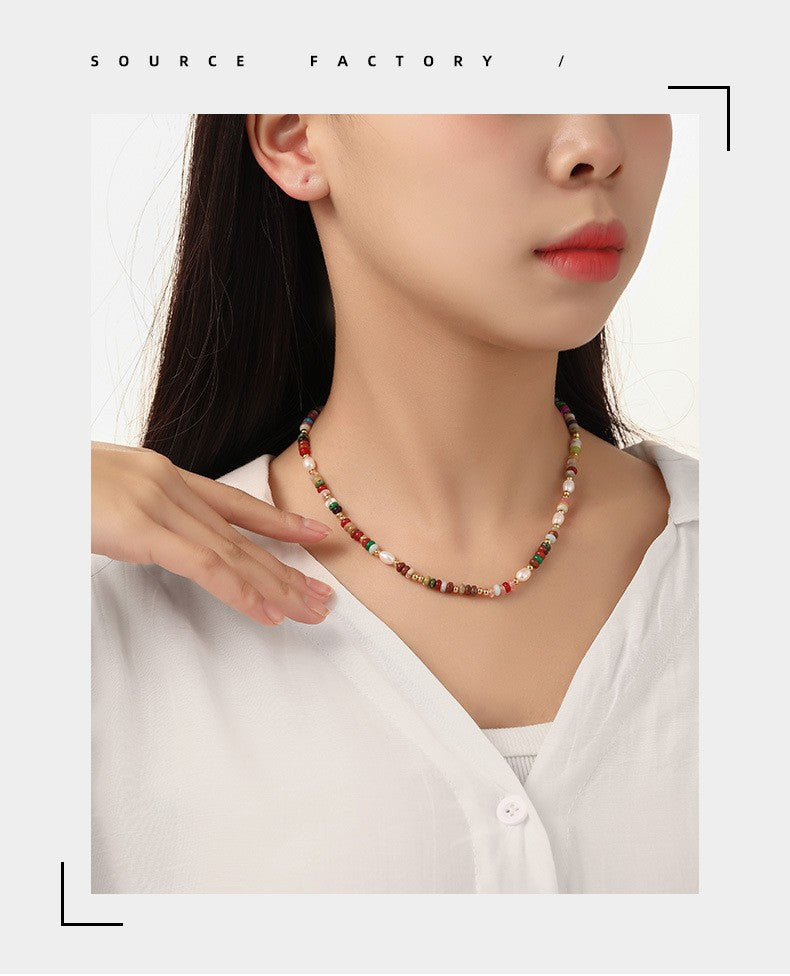 Pearls natural stone necklace 18k choker bracelet