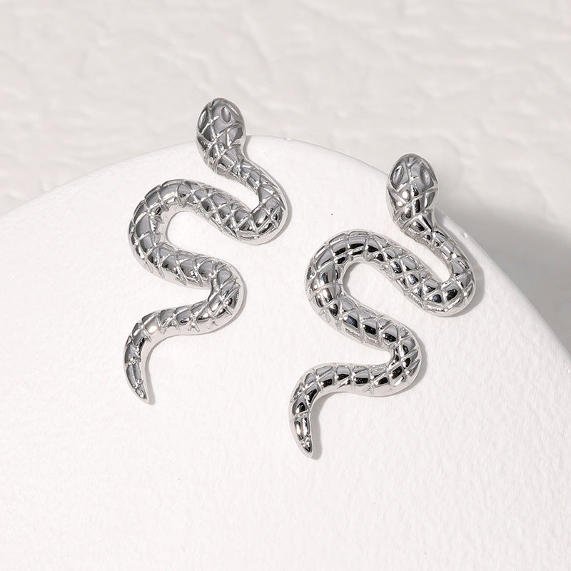 Titanium steel new french style fashion earrings snake shaped