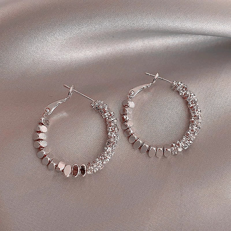 Circle AB style sparkling diamond earrings