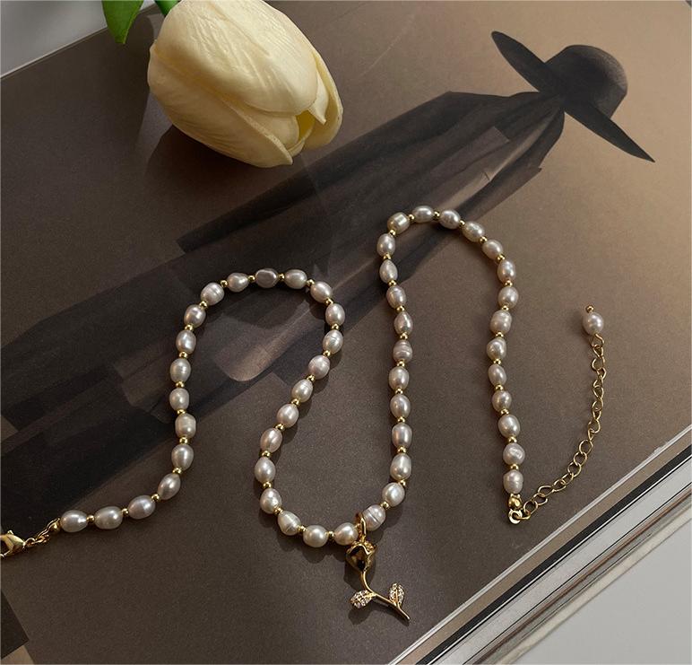 Pearl Rose Necklace choker set