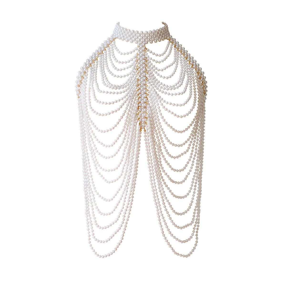 Handmade pearl shoulder chain Tassel multi-layered necklace